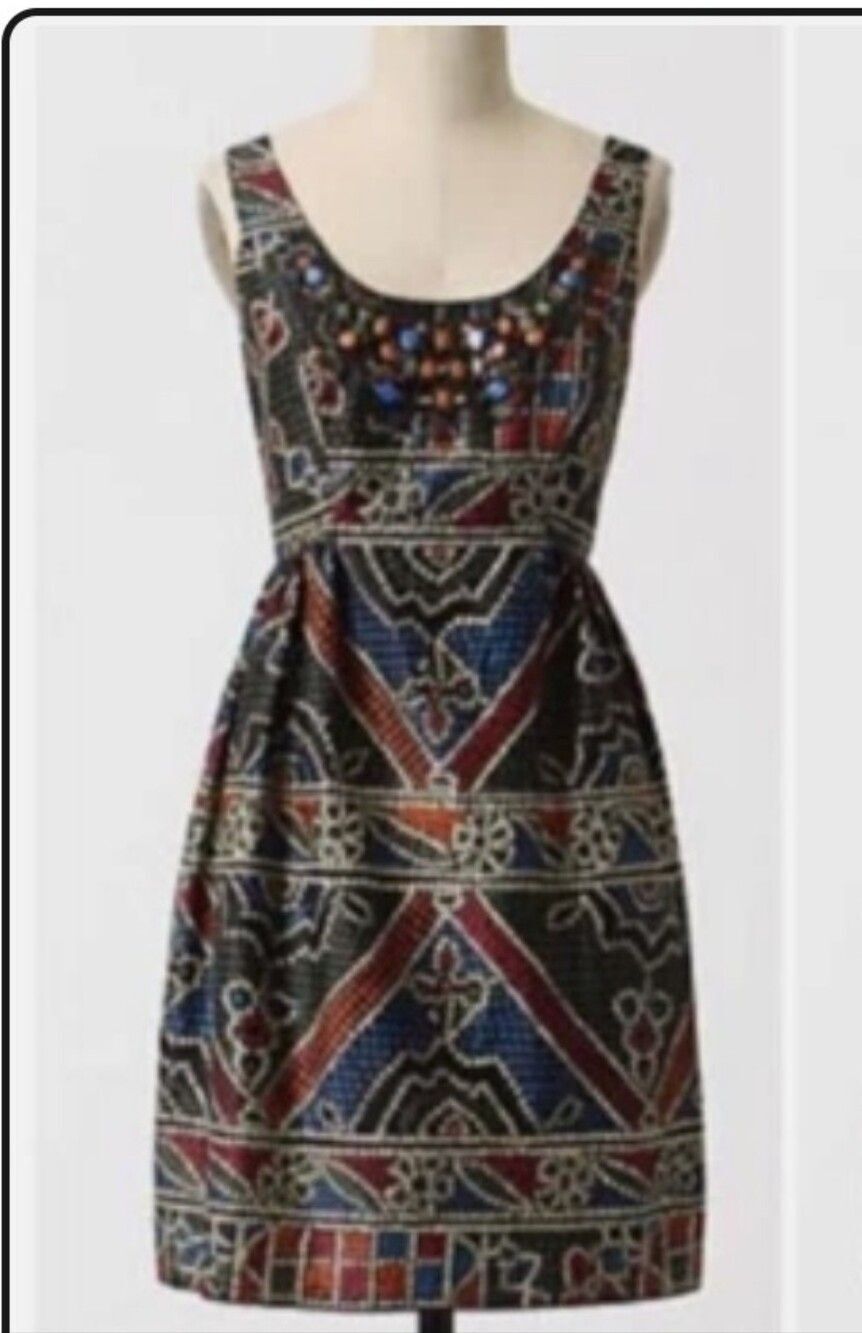 Anna Sui For Anthropologie Tesserae Mosaic Jeweled Dress